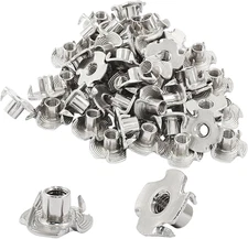 50 Pcs M5 x 8mm T-Nuts Stainless Steel Four Pronged Tee Nut for Wood Rock Cli...