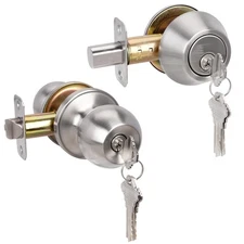 HOSOM Deadbolt Lock and Door Knob Set, Keyed Alike Exterior Door Lock Set, En...