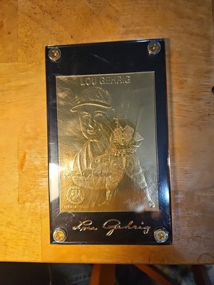LOU GEHRIG LIMITED EDITION 1997 22kt GOLD HEROES OF BASEBALL YANKEES HOF LEGEND!