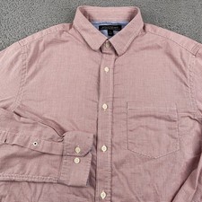Banana Republic Shirt Mens Large Red Soft Wash Tailored Slim Fit Button Down