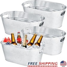 Galvanized Metal Beverage Cooler Buckets 4 Pack Ideal Parties Events Storage New
