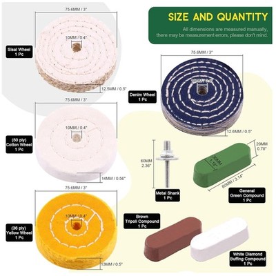 8 Pcs Buffing Polishing Wheel Kit with Compounds