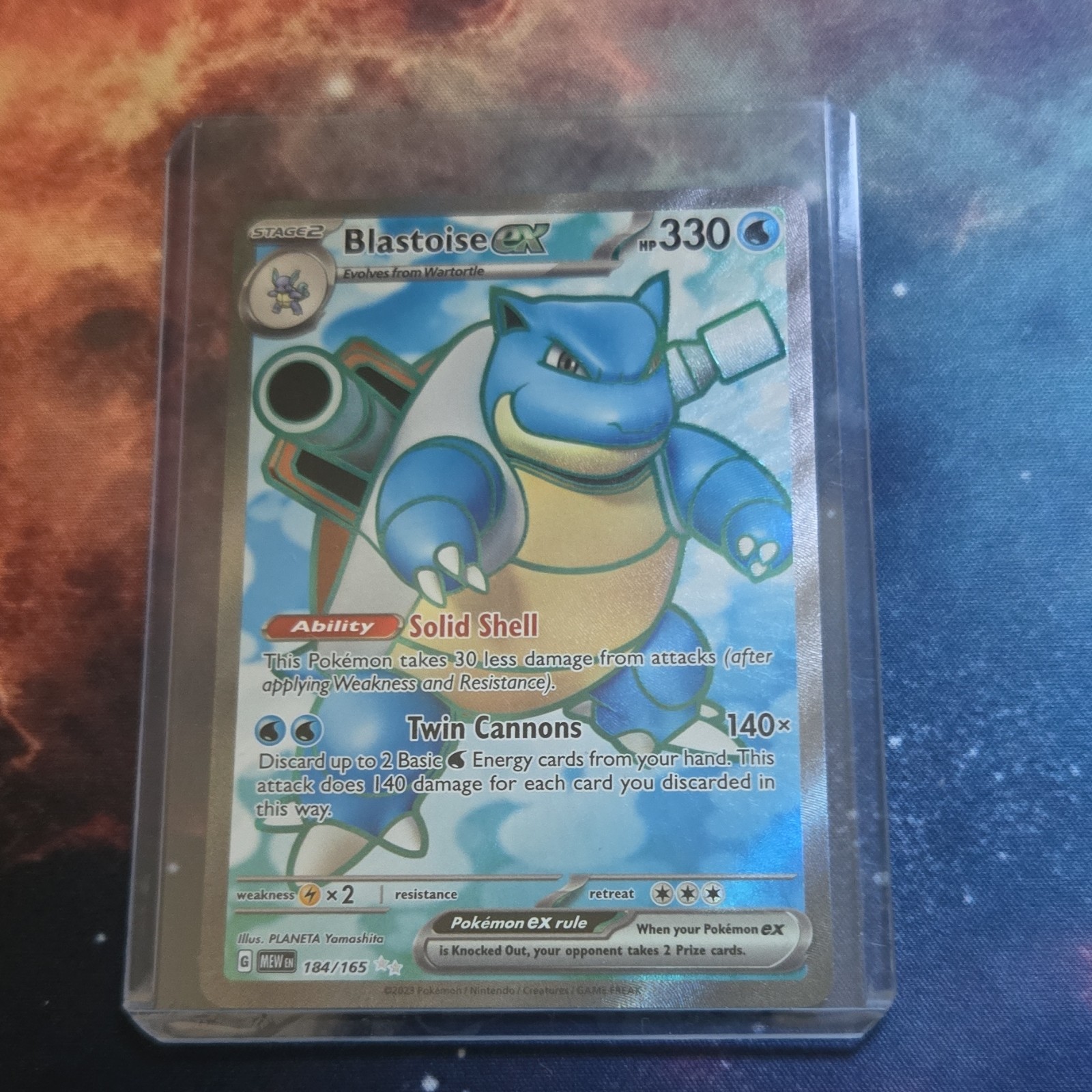 Pokemon TCG Blastoise EX 184/165 (English, Holo, 2023, Ability, Rule Box)