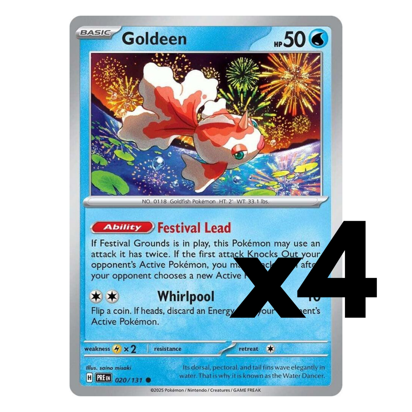 4x Goldeen - 020/131 - SV: Prismatic Evolutions (PRE) Pokemon Playset x4