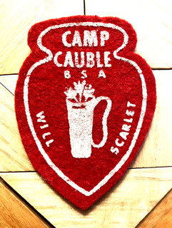Camp Cauble Will Scarlet emblem silkscreened on felt on canvas