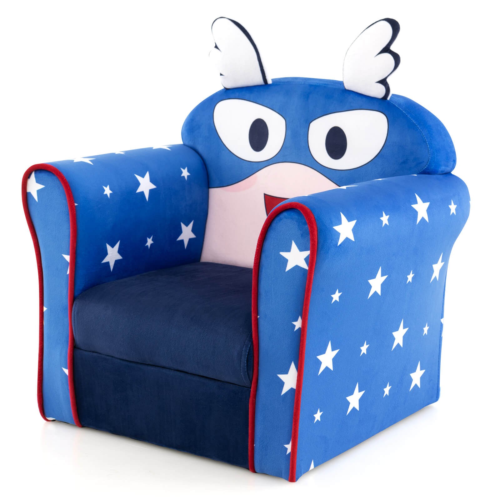 Kid's Sofa Chair Toddler Upholstered Armchair Wooden Frame Children Couch Navy