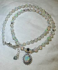 natürliche AAA Äthiopische Feueropal Perlen mit Opal Zirkonia 925 Silber Anhänger