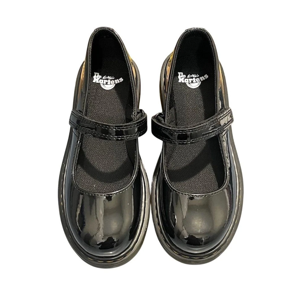Zapatos Dr. Martens Niños Maccy Mary Jane Charol Negro 2 Uniformes Escuela Foto 2 de 4