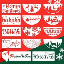 Christmas Stencils for Crafts DIY 13.8"x5.9", 11.8"x5.9", White