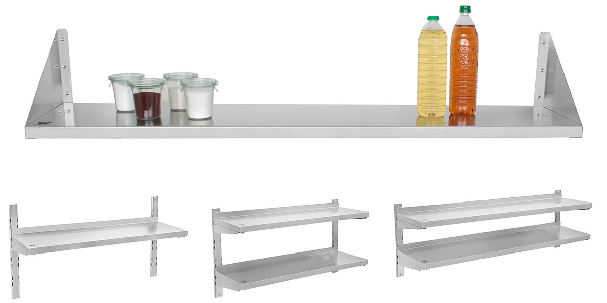 Edelstahlregal Regal Wandregal Wandbord Wandboard Küchenregal Gastro Beeketal