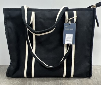 Universal Thread Boxy Tote Handbag Purse Bag Cotton Canvas Unstructured Black