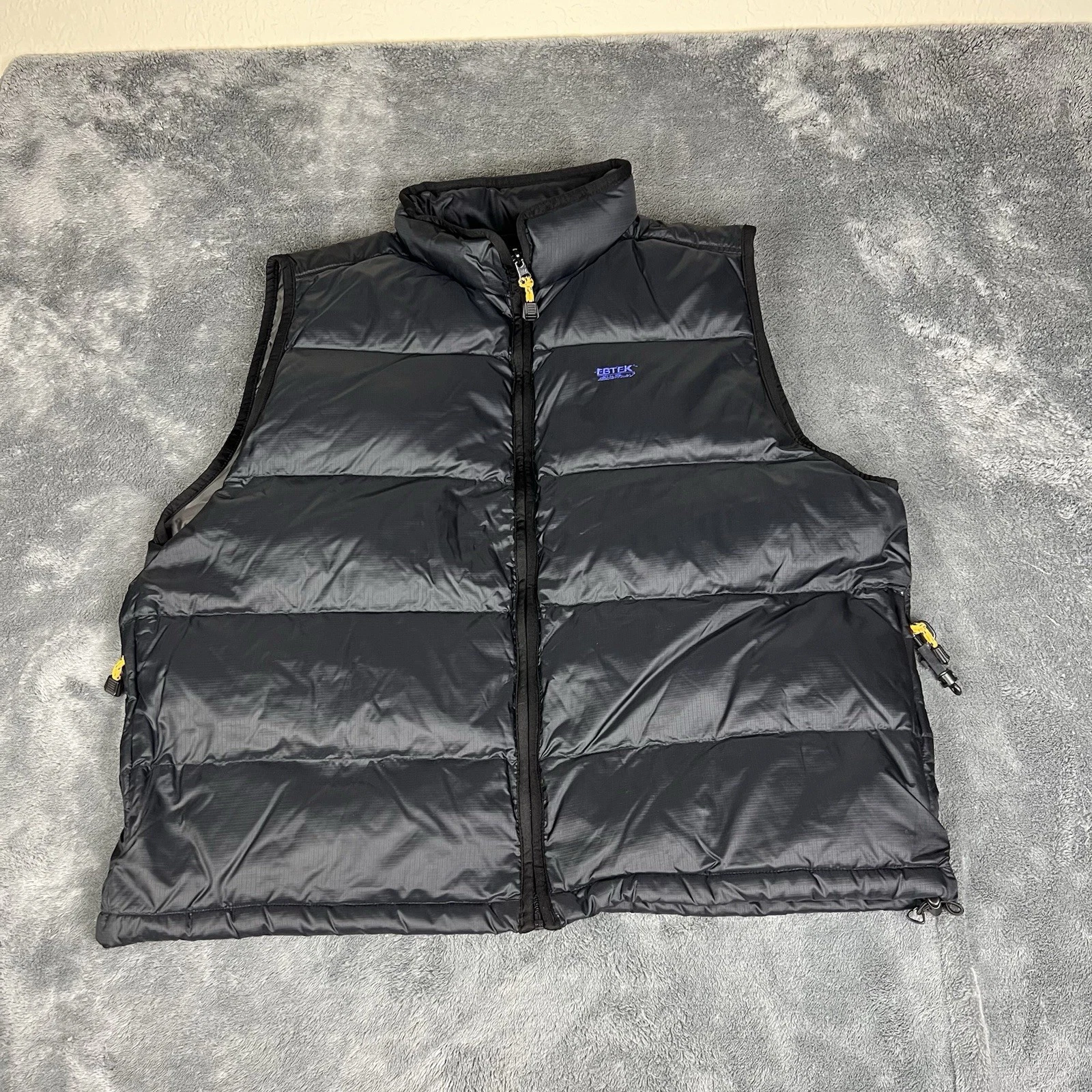 VTG Eddie Bauer Goose Down Puffer Vest Mens XL Black Ebtek Full Zip Outdoors