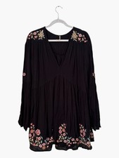 Free People Boho Gypsie Gauze Embroidered Mini Dress Size Small