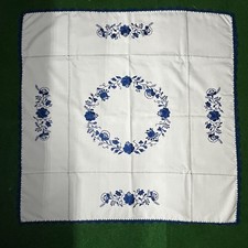 Vintage Deckchen Tischdeckchen Tischdecke Doily blau 85cm Quadrat aus Omas Zeitn