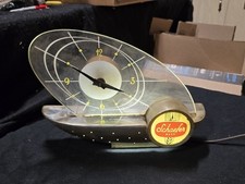 Vintage Schaffer Atomic Lighted Advertising Clock