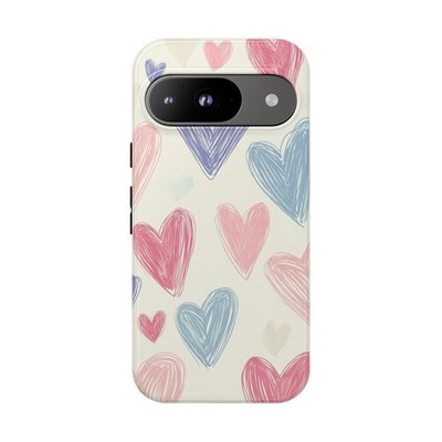 Phone Ink   Pastel Hearts Pink Sky Blue   Case for iPhone, Galaxy, Pixel