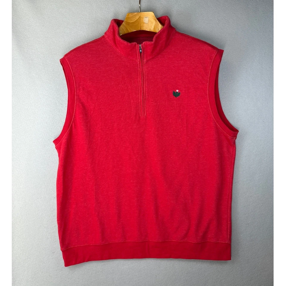 Turfleson Mens XL Red 1/4 Zip Sleeveless Golf Vest Casual Layering Off The Yach - Image 2 of 4