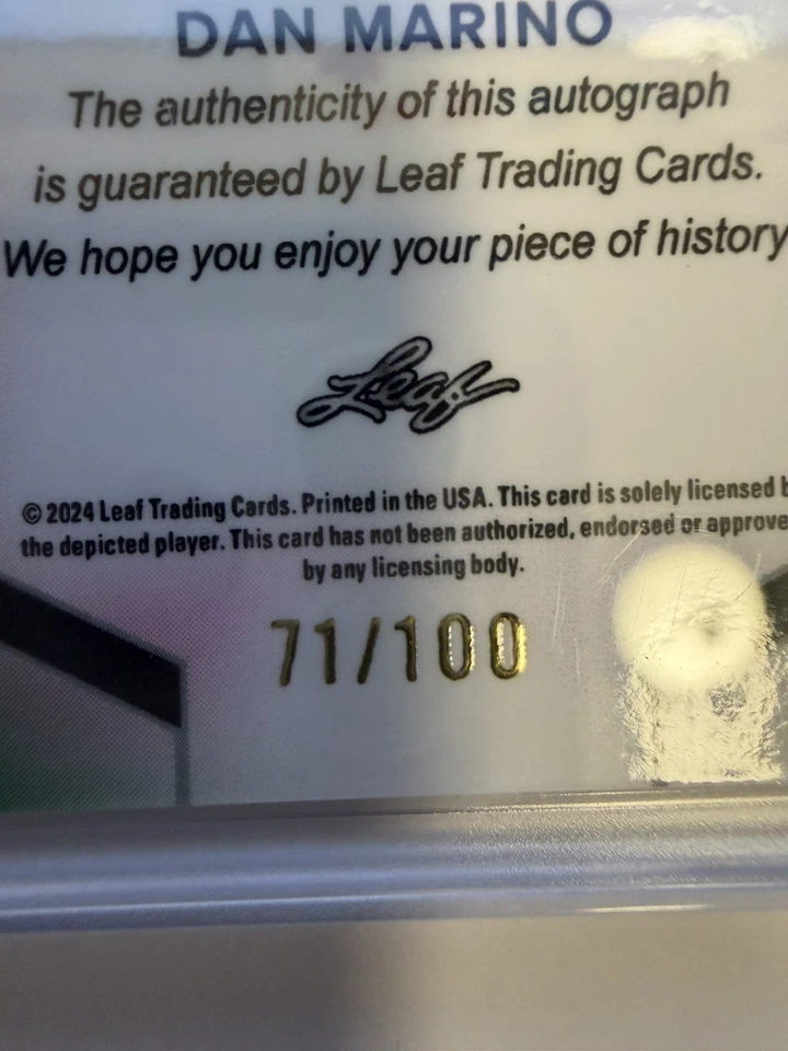 Leaf Sports Heroes 2025 automático Dan Marino Ace Ventura Dolphins en tarjeta 71/100 Foto 3 de 3