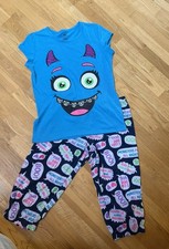 Girls Justice 2 Pc Monster Pajamas Capri Style Sz 16 18