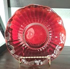 Vintage Anchor Hocking Ruby Red Ruffled 6.5" Candy Dish Bowl