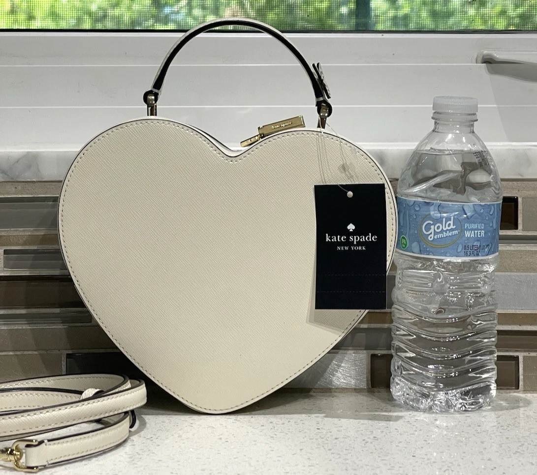 BORSA A TRACOLLA KATE SPADE 3D CUORE RITAGLIATA LOVE SHACK PELLE CREMA