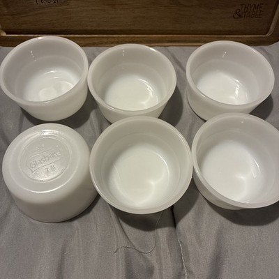 Set Of 6  Vintage Glasbake Milk Glass Desert Or Custard Cups