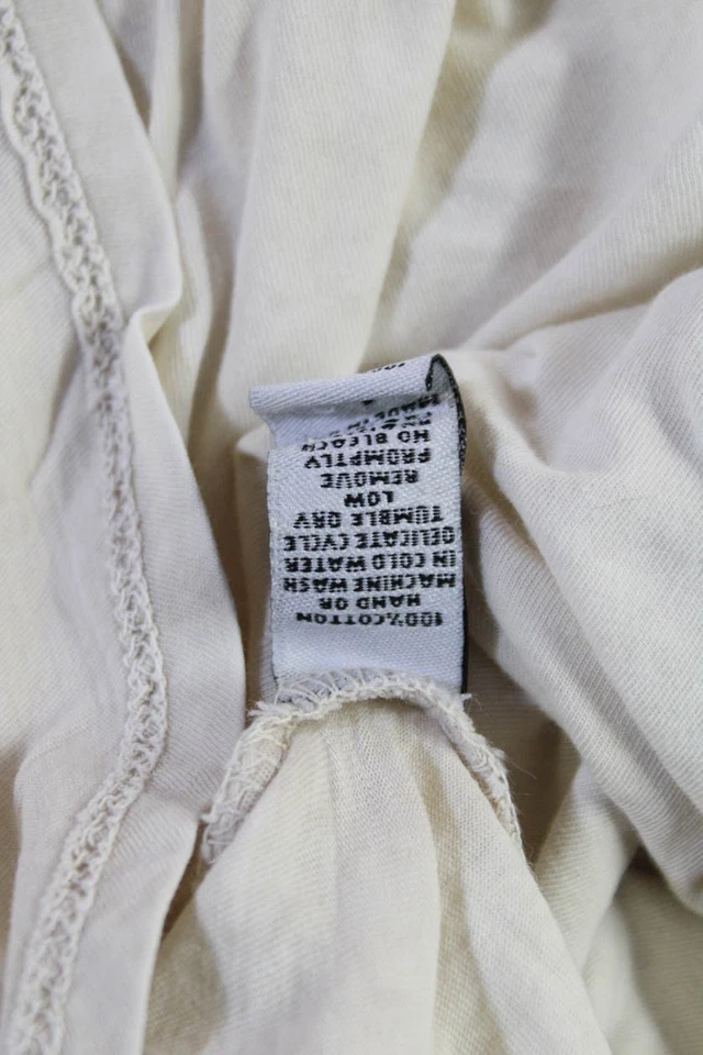 Camiseta sin mangas informal con bolsillos cuello redondo de algodón beige talla S hecha en Los Ángeles para mujer Foto 4 de 4