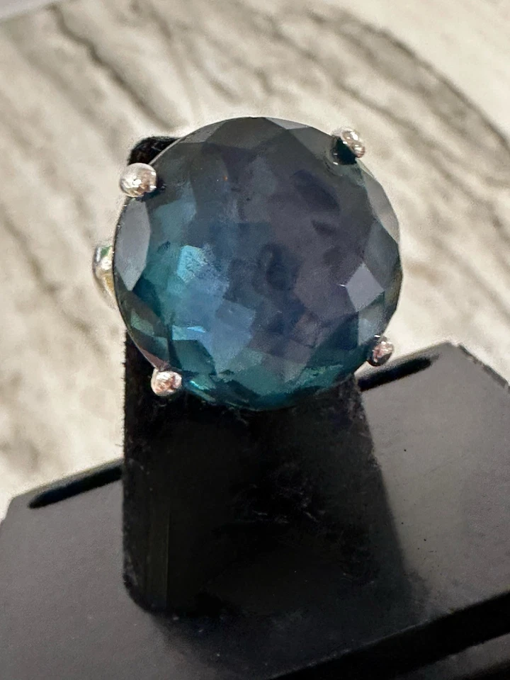 ANILLO IPPOLITA 925 DENIM AZUL ROCA CARAMELO GRANDE PIEDRA REDONDA TALLA 7 VINTAGE Foto 3 de 4