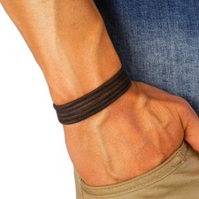 Mens Leather Bracelet SURF PATROL Adjustable Cord Braided Gift for Him Men Boys