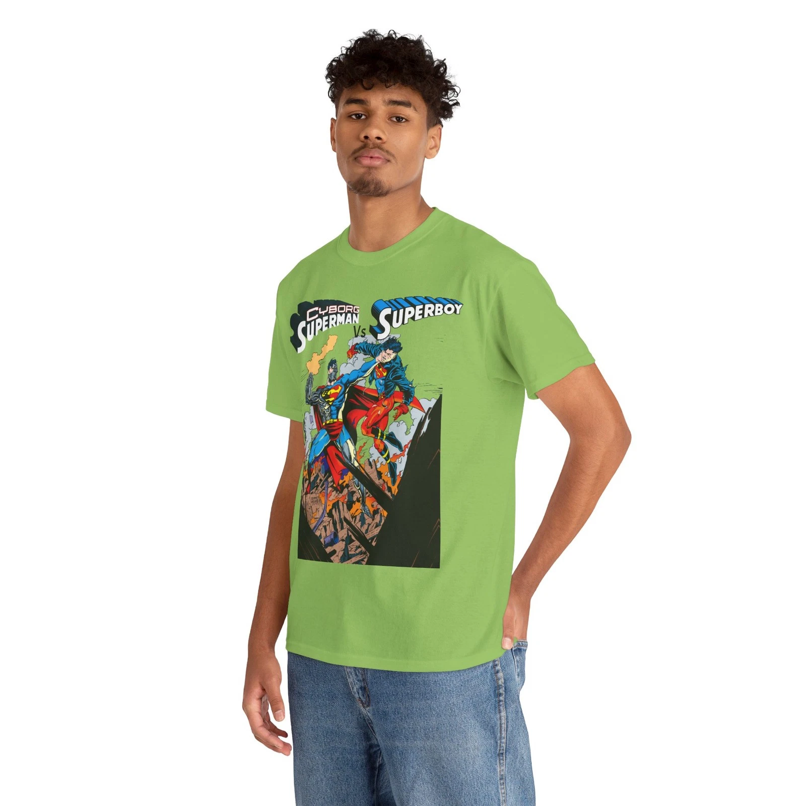 Cyborg Superman Vs Superboy T-Shirt - Tom Grummett Art - DC Comics