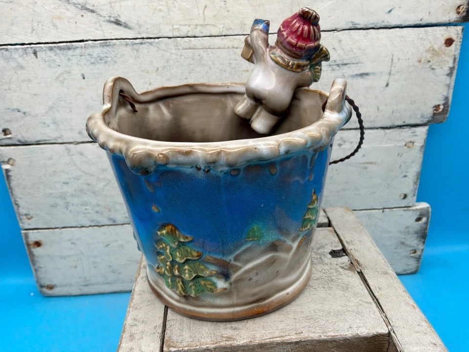 Schneemanneimer aus glasierter Keramik mit Griff - Bild 3 von 4