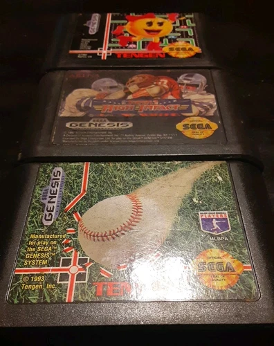 3x Sega Genesis Games Ms. Pacman RBI baseball 93 and super high impact football