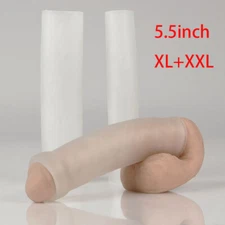 2PCS Male Penis Extender Stretcher Max Vacuum Enhancer Enlarger Silicone Sleeve