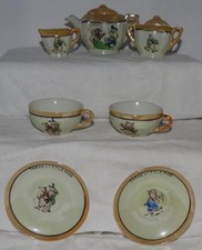 DISNEY 1930's 9 PIECE PAINTED "THREE LITTLE PIGS" CHINA TEA SET-JAPAN-HIGH GRADE