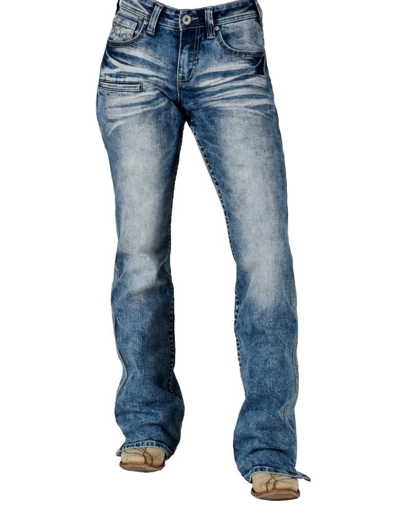 Cowgirl Tuff Western Jean Women Hot Shot III Bootcut Light Wash JHOTII