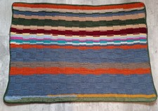 Plaid vintage en laine patchwork année 80 entièrement doublé eighties couvre lit