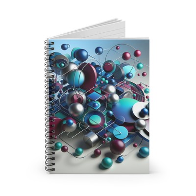 Spiral Notebook Ruled Line Abstract Design with Shapes 3D Design 3