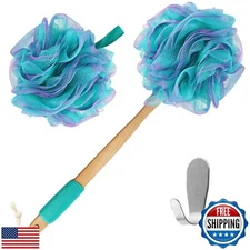 Yoove Bath Pouf with Handle - Body Scrubber Green Loofah for Women - Charcoal