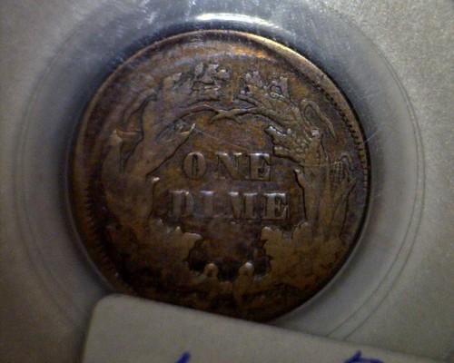 1875 ERROR PCGS VF OFF CENTER Seated Liberty SILVER Dime Coin NICE O/C LOT NR - Picture 3 of 6