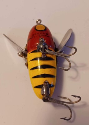 Leurre de pêche vintage Heddon Crazy Crawler Glow in the Dark lumineux