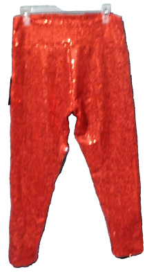 Women Tipsy Elves Red Sequin Hight Waisted Leggings Size L New