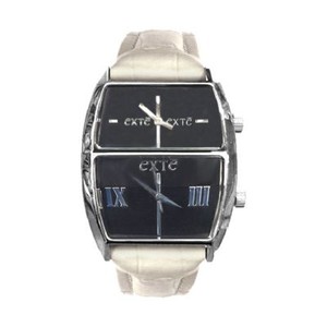 Orologio Dual Time Exte EX.4009L/02 Cassa Acciaio Pelle Bianca Quadrante  Nero | eBay
