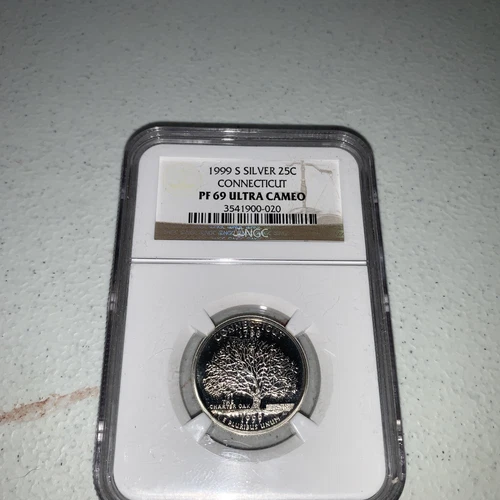 1999 S SILVER QUARTER 25C CONNECTICUT NGC PF 69 ULTRA CAMEO 