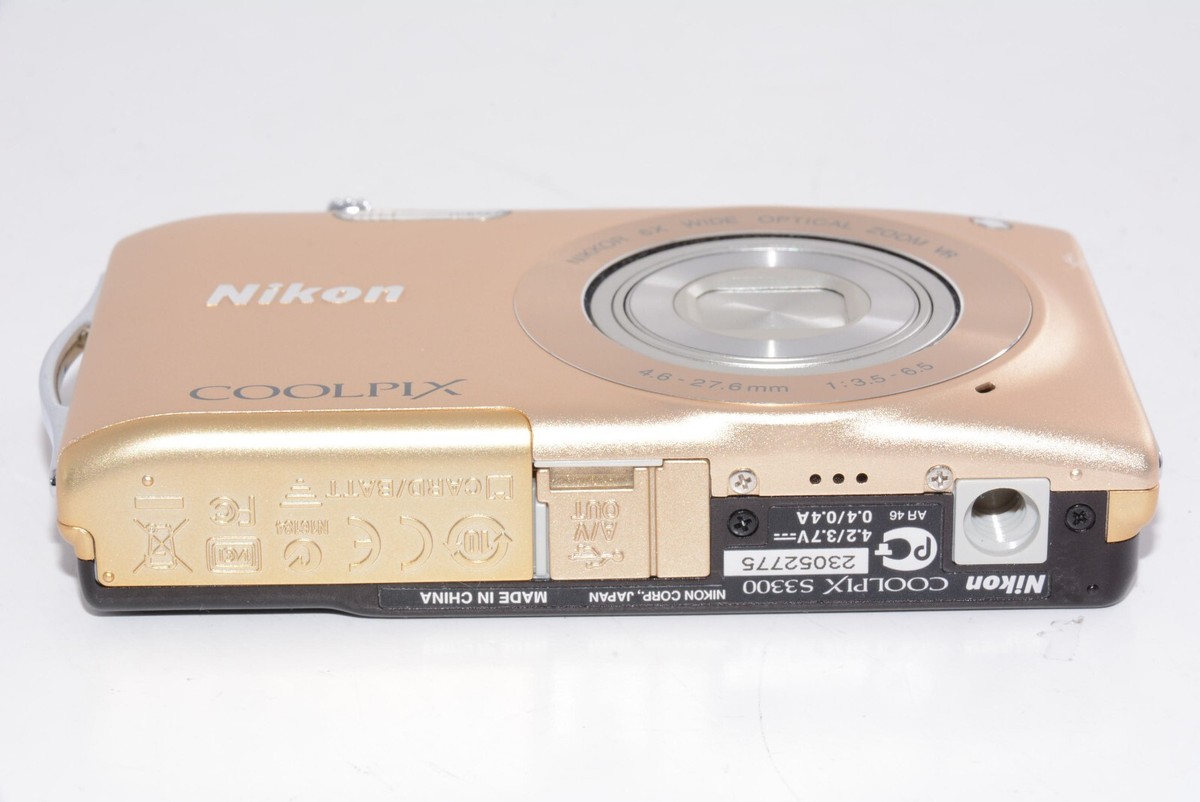 N.MINT] Nikon COOLPIX S3300 Gold Compact Digital Camera From