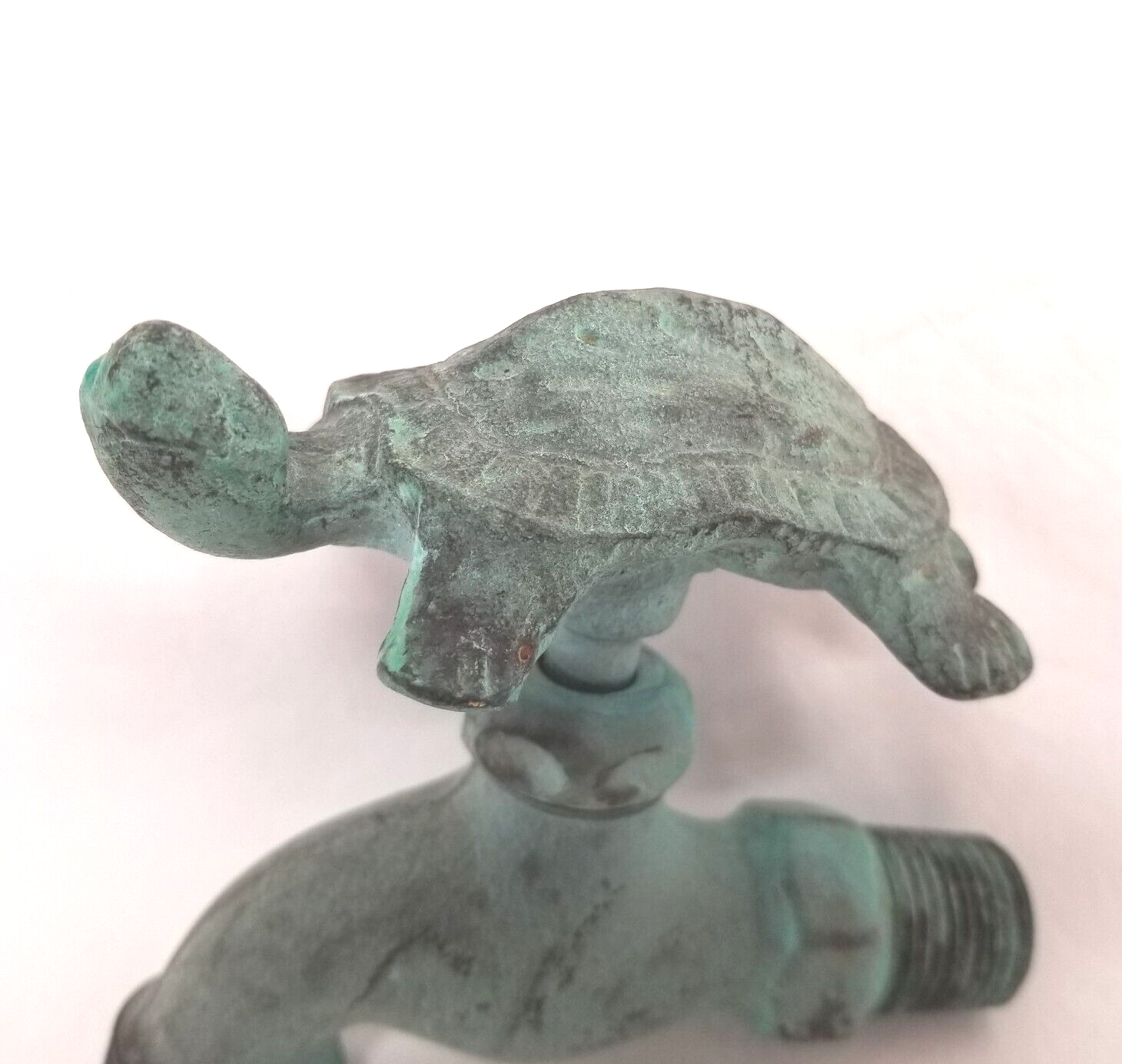 SOLID BRASS TURTLE Water Faucet Garden Hose Spigot Handle Verdigris