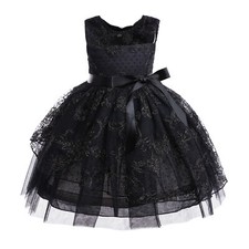 Kids Princess Black Mesh Tulle Tutu Dress Flower Girls Bridesmaid Party Gown New