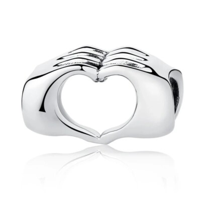 Charm Herz Hände, Hände formen ein Herz Silber passend für Pandora Armband