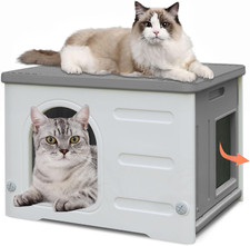 Plastic Cat House for Indoor  Outdoor, Waterproof Feral Cat House with Escape D