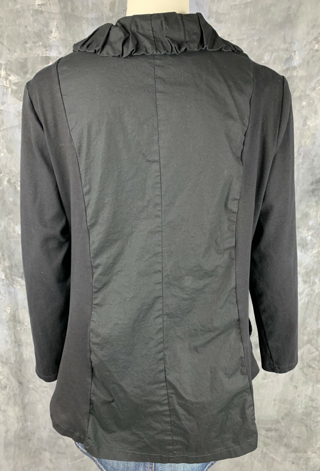 Soft Surroundings Full Zip Solid Black Ruched L/S… - image 3