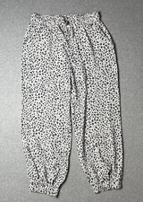 Leopard Print Trouser Drawstring Womens Jogger Pants Size Large with Pockets